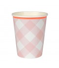 Pink Gingham Cups