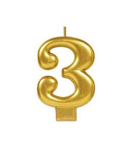 Number 3 Gold Candle