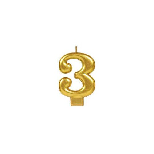 Number 3 Gold Candle