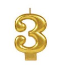 Number 3 Gold Candle