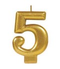 Bougie Chiffre 5 Dorée