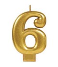 Bougie Chiffre 6 Dorée