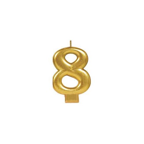 Number 8 Gold Candle