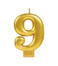 Bougie Chiffre 9 Dorée