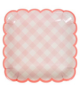 Pink Gingham Large Plates