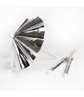 24 Silver Cocktail Umbrellas