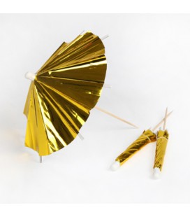 24 Parasols à Cocktail Dorés