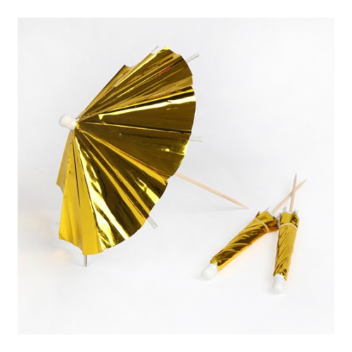 24 Gold Cocktail Umbrellas