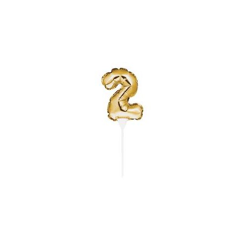 Mini Ballon Doré Cake Topper Chiffre 2