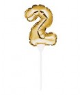Mini Gold Balloon Number 2 Cake Topper