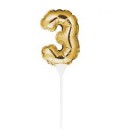 Mini Gold Balloon Number 2 Cake Topper