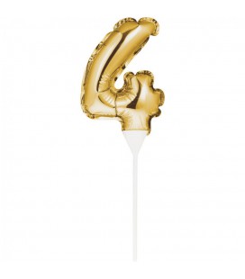 Mini Ballon Doré Cake Topper Chiffre 4