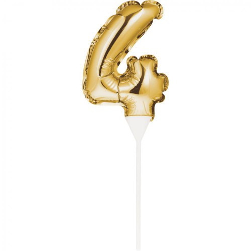 Mini Ballon Doré Cake Topper Chiffre 4