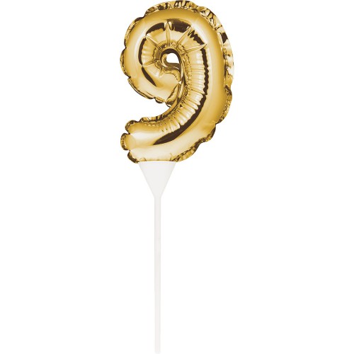 Goldene Ziffer Mini Luftballons für Kuchen 9