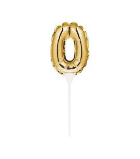 Mini Gold Balloon Number 0 Cake Topper