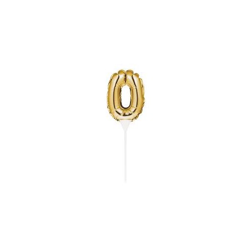Mini Gold Balloon Number 0 Cake Topper