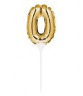 Goldene Ziffer Mini Luftballons für Kuchen 0