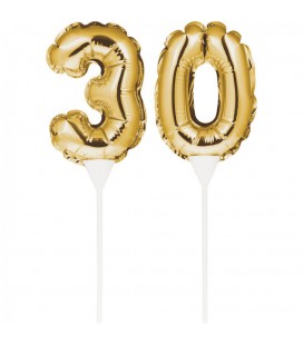 Mini Ballon Doré Cake Topper Chiffre 30