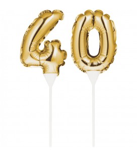 Mini Ballon Doré Cake Topper Chiffre 40