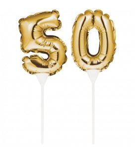Goldene Ziffer Mini Luftballons für Kuchen 40