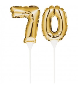 Mini Gold Balloon Number 70 Cake Topper