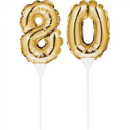 Goldene Ziffer Mini Luftballons für Kuchen 70