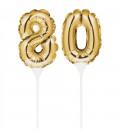 Goldener Cake Topper Miniluftballon Ziffer 80