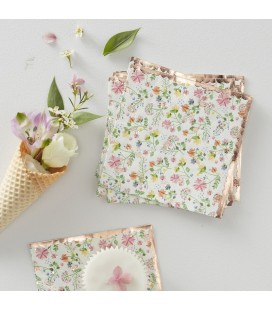 Servietten in Roségold mit Blümchen