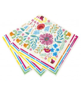 Serviettes Boho Lama Party Fleuries