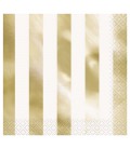 16 GOLD FOIL STRIPE LUNCHEON NAPKINS