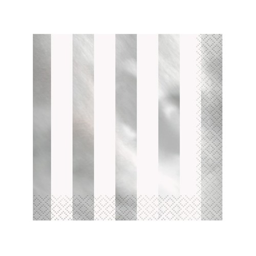 16 SILVER FOIL STRIPE LUNCHEON NAPKINS