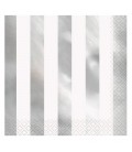 16 SILVER FOIL STRIPE LUNCHEON NAPKINS