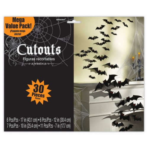 30 Cutouts Haunted House Paper Bats