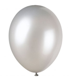 8 Pearlized Shimmer Silver Balloons