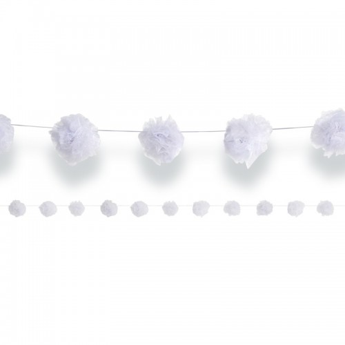 White Tulle Pom Pom Garland