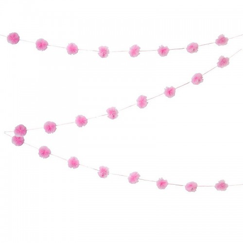 Guirlande Pompon en tulle rose