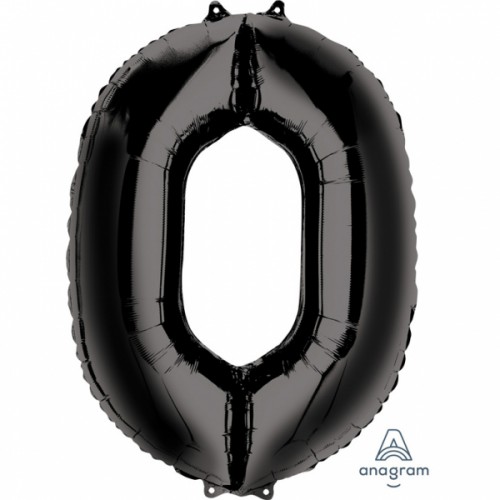BALLON MYLAR NOIR CHIFFRE 0