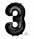Ballon Mylar Noir Chiffre 3