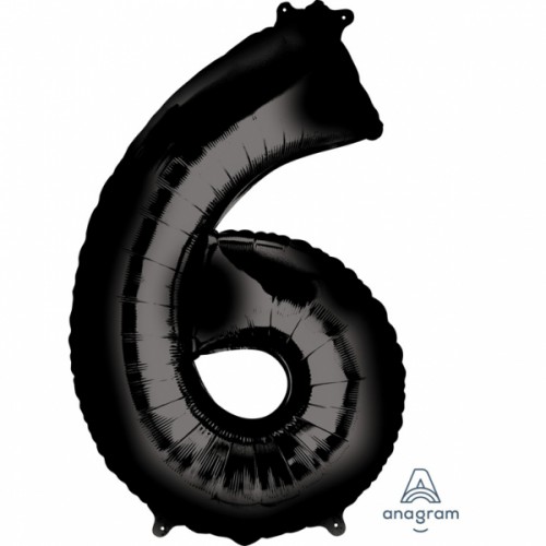 BLACK MYLAR BALLON NUMBER 6