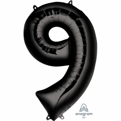 BALLON MYLAR NOIR CHIFFRE 9