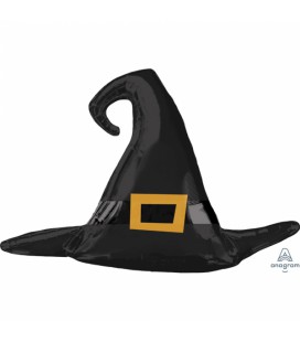 Satin Black Witch Hat Foil Balloon