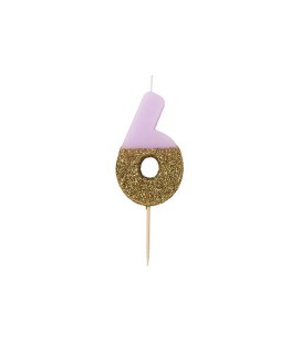 Bougie Chiffre 5 Rose Glitter