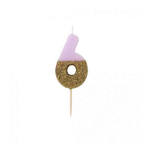 Bougie Chiffre 5 Rose Glitter