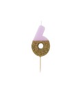Bougie Chiffre 5 Rose Glitter
