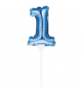MINI BLUE BALLOON NUMBER 1 CAKE TOPPER