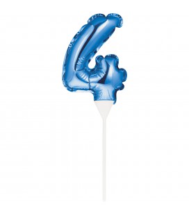 MINI BLUE BALLOON NUMBER 4 CAKE TOPPER