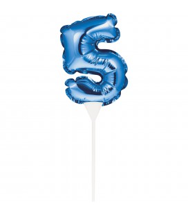 MINI BALLON BLEU CAKE TOPPER CHIFFRE 5