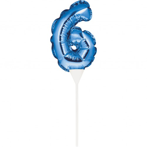 BLAUER CAKE TOPPER MINILUFTBALLON ZIFFER 6