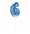 MINI BLUE BALLOON NUMBER 6 CAKE TOPPER