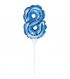 BLAUER CAKE TOPPER MINILUFTBALLON ZIFFER 8